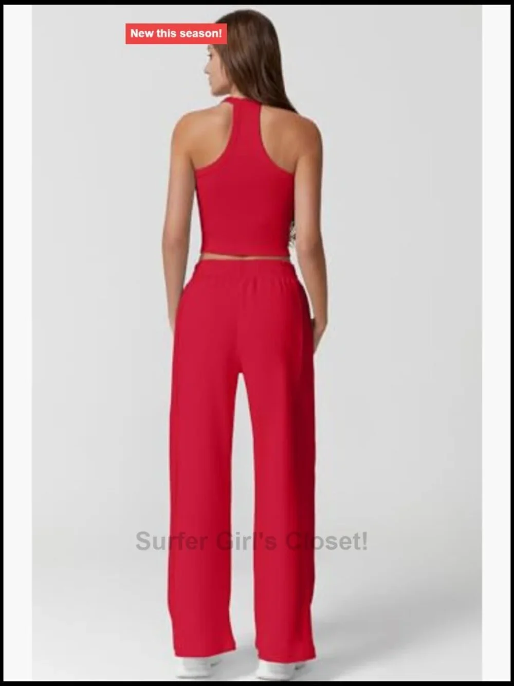 Ribbed Knit Crop Tank Top and Wide Leg Pants 2 Piece Set Sleeveless Tracksuit